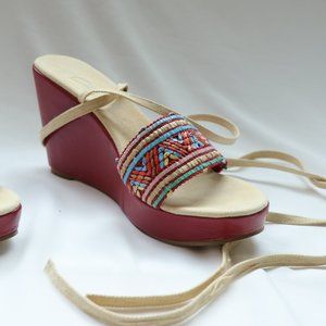 Newport News Red Wedge Sandals